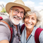 Smiling couple out and about
